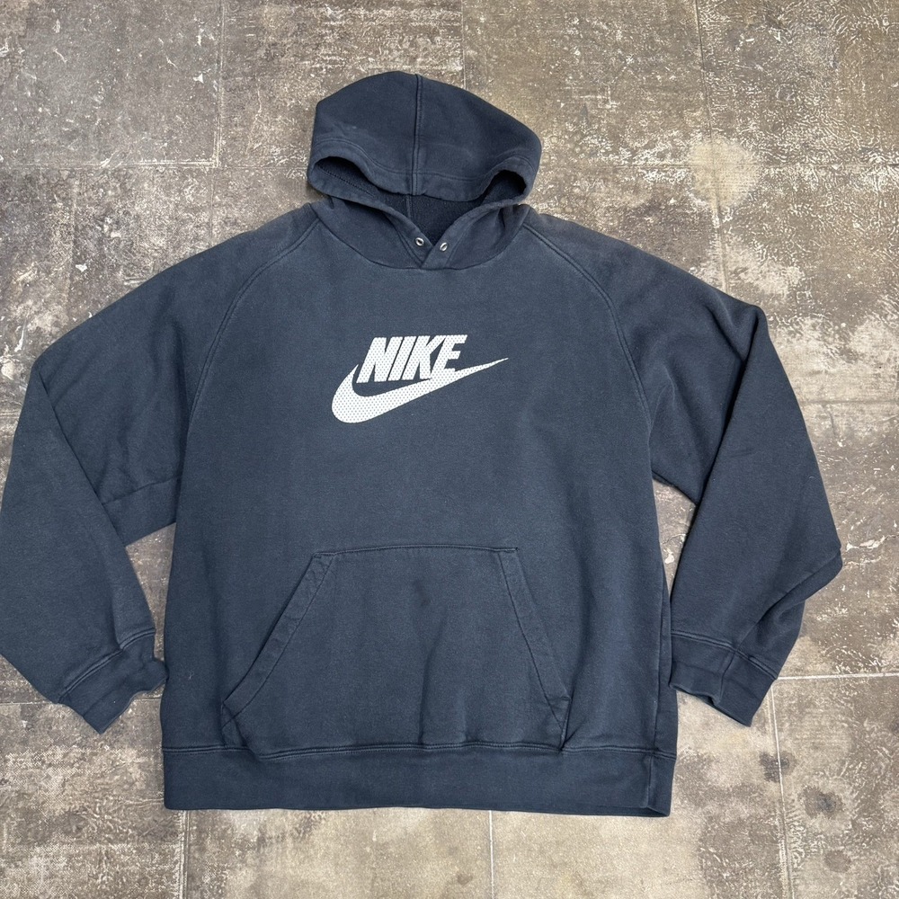 Vintage Y2K Nike Black Pullover Hoodie Sweatshirt Men's Size M/L Faded